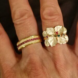 Christmas rings! Enamel rings, one sterling silver, NWOT